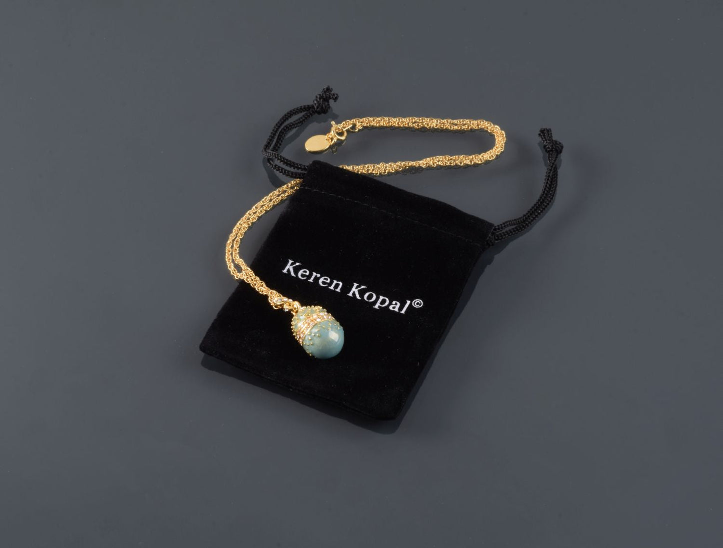 Keren Kopal Teal Egg Pendant Necklace