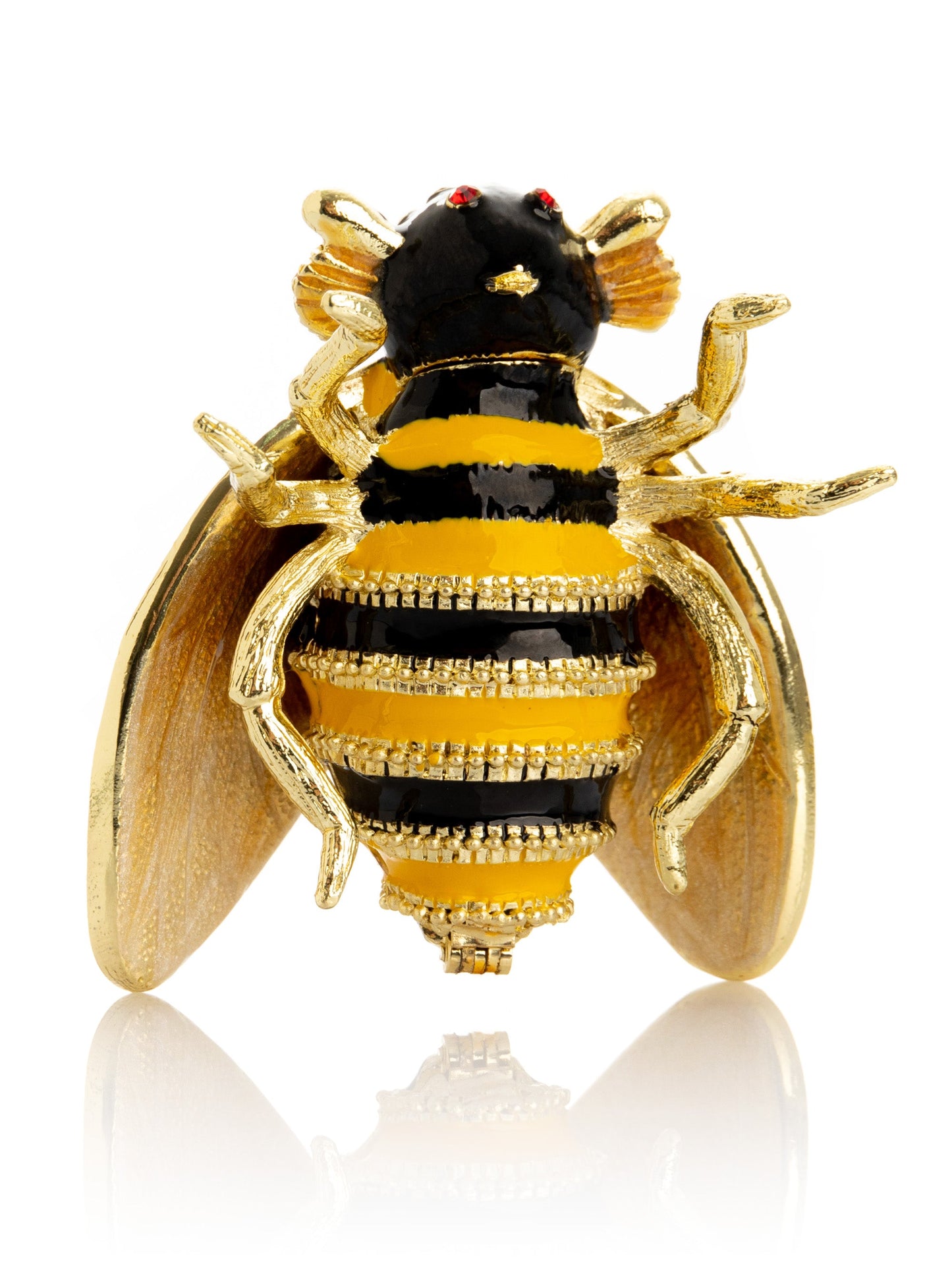 Gold & Black Enamel Honey Bee Queen Trinket Box