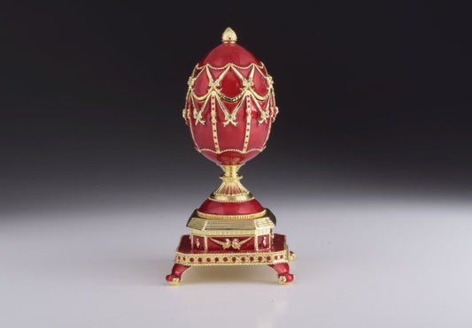 Keren Kopal Red Faberge Egg with Clock Inside