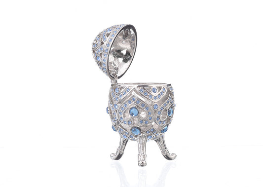 Keren Kopal Silver Faberge Egg with Blue Crystals