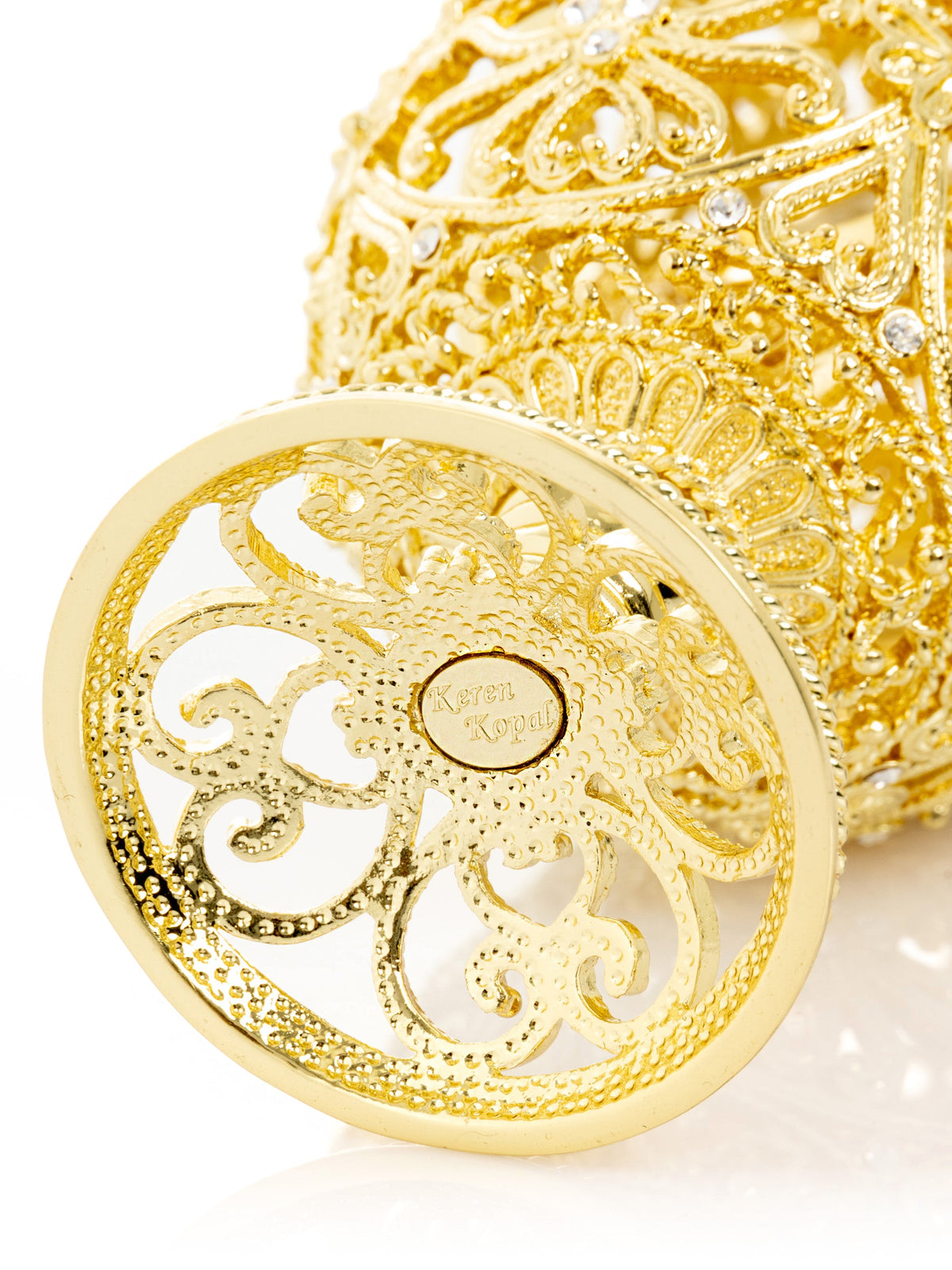 Keren Kopal Gold Faberge Egg with Clock Inside