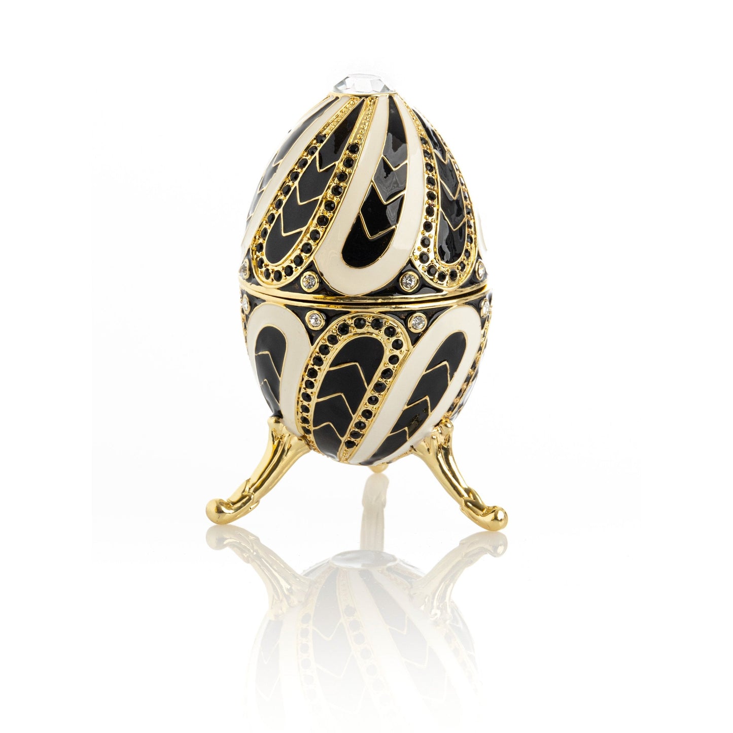 Keren Kopal Black and White Music box Fur Elise by Beethoven Faberge Egg