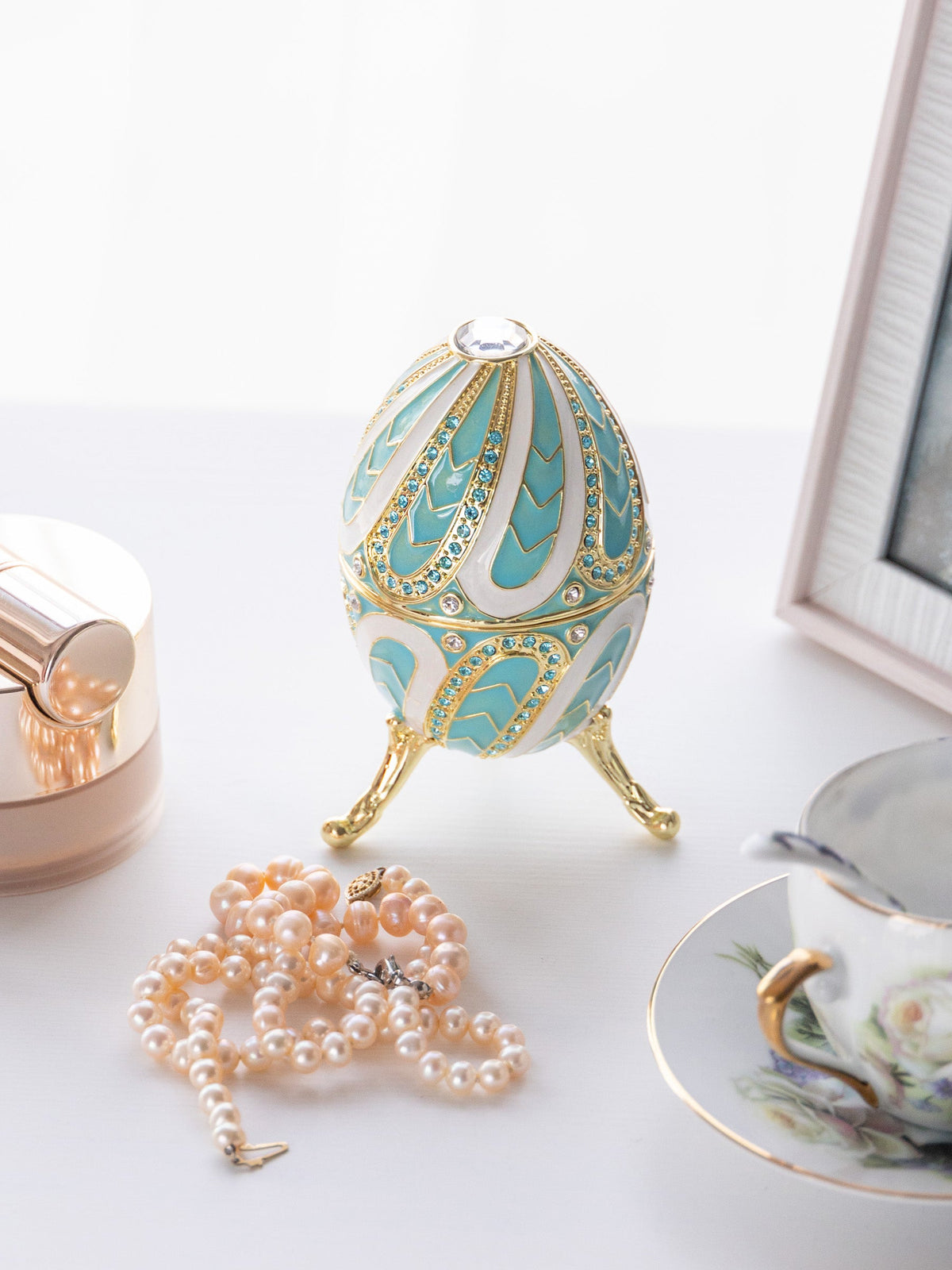 Keren Kopal Turquoise Music box Fur Elise by Beethoven Faberge Egg