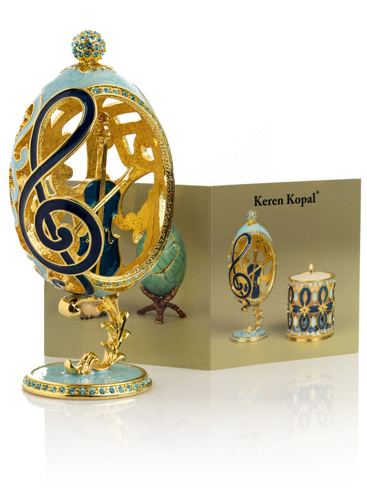 Keren Kopal Treble Clef Faberge Egg with Violin Surprise