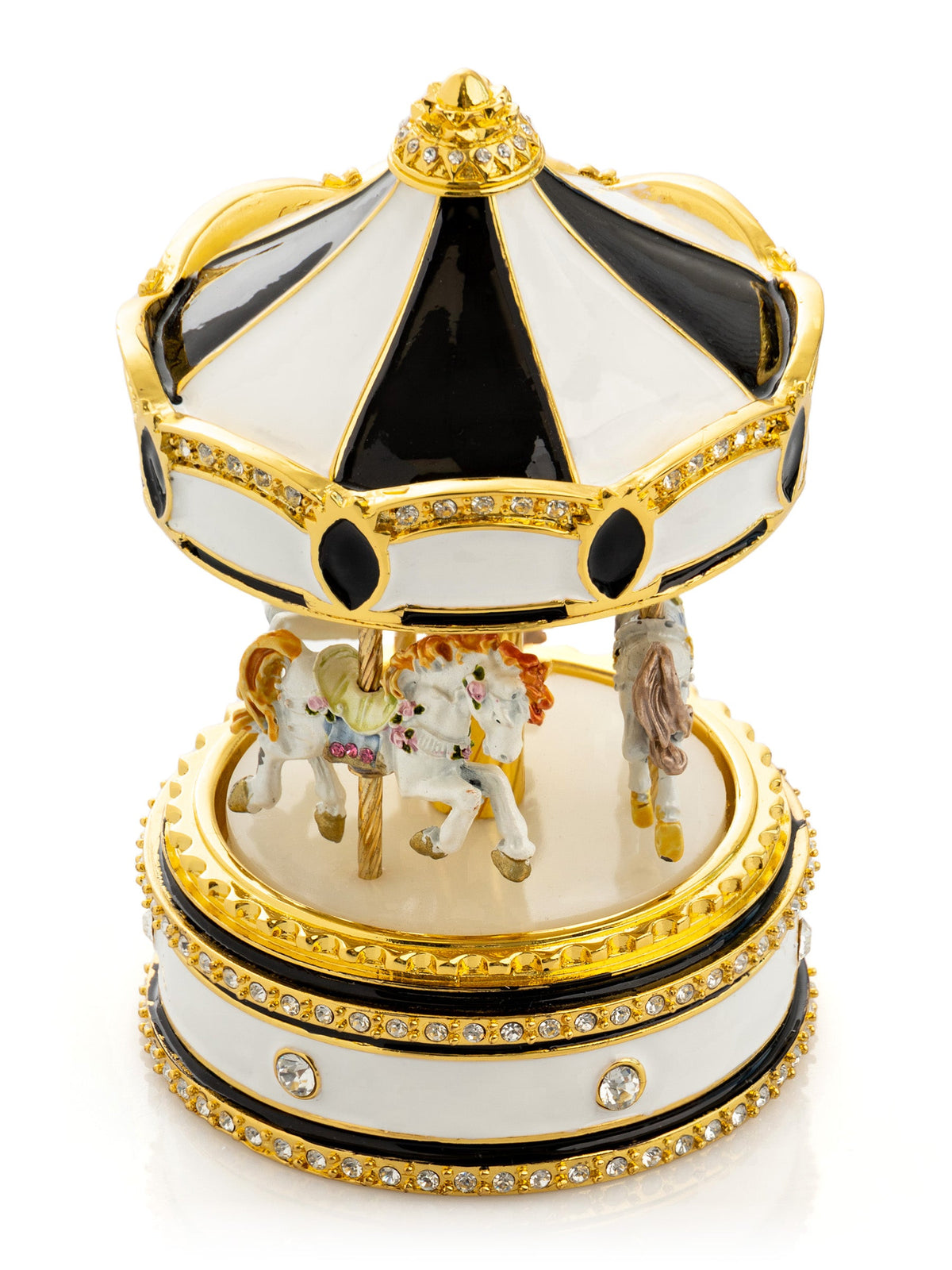 Keren Kopal Black Musical Carousel with Spinning Royal Horses