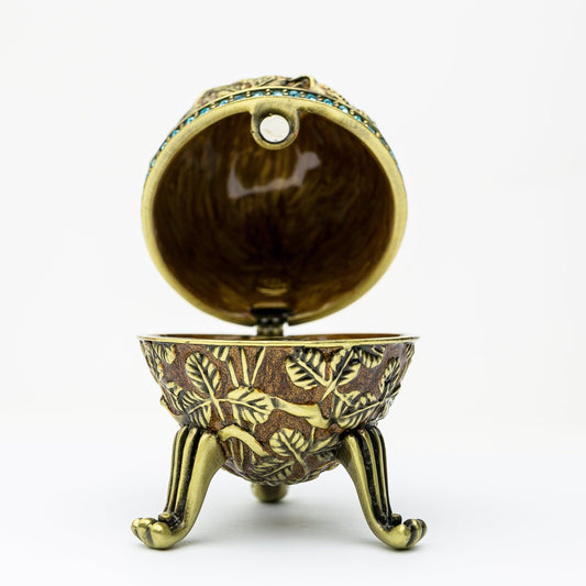 Keren Kopal Brown Faberge Egg with Leaves