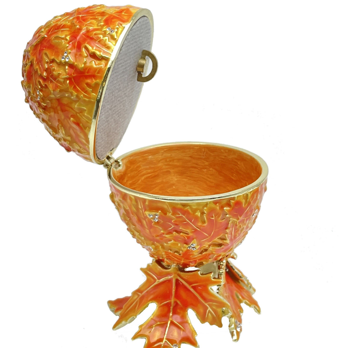 Keren Kopal Orange Faberge Egg with Leaves