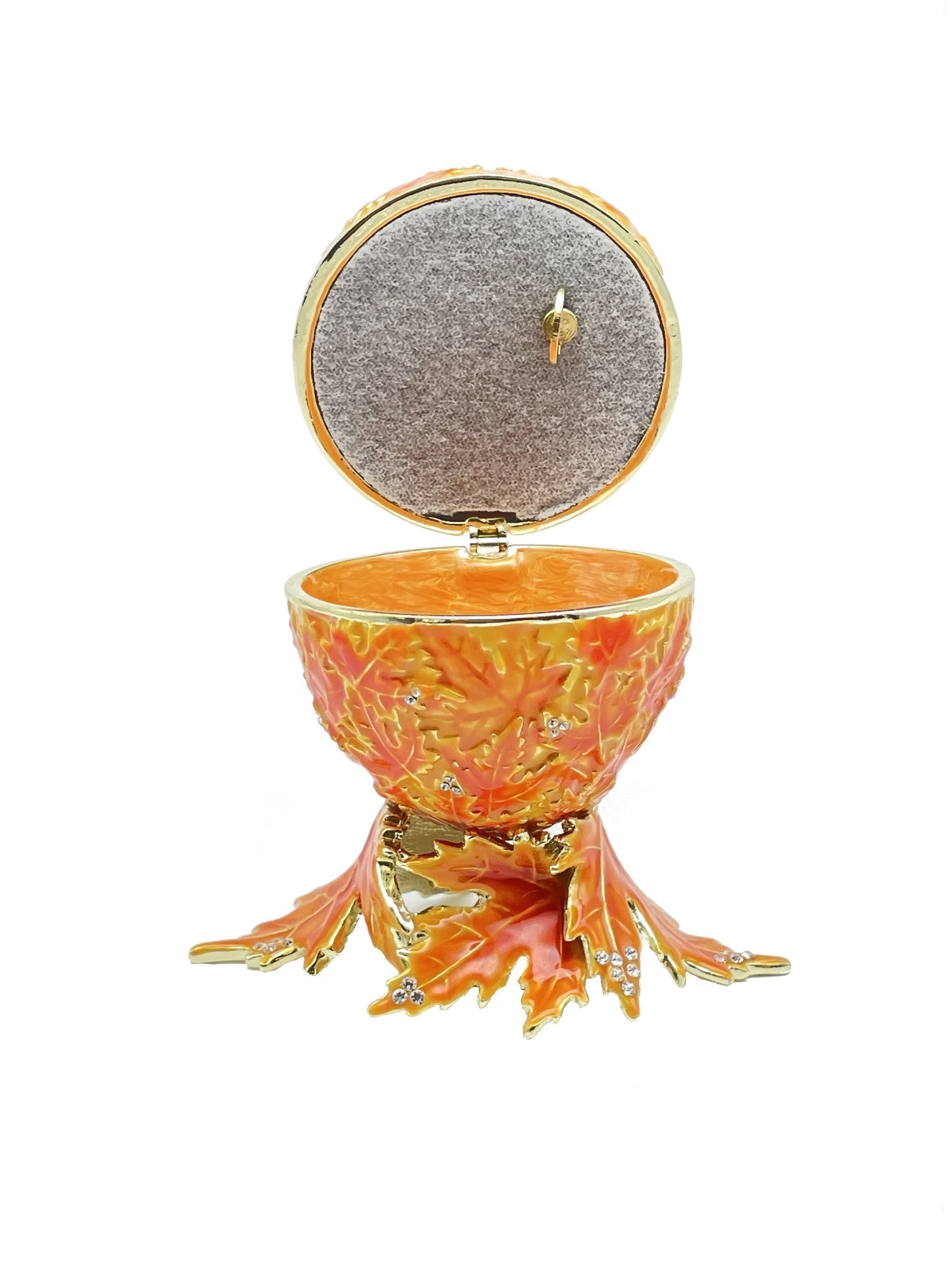 Keren Kopal Orange Faberge Egg with Leaves
