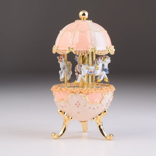 Faberge Egg Pink with Music Royal Horses Carousel