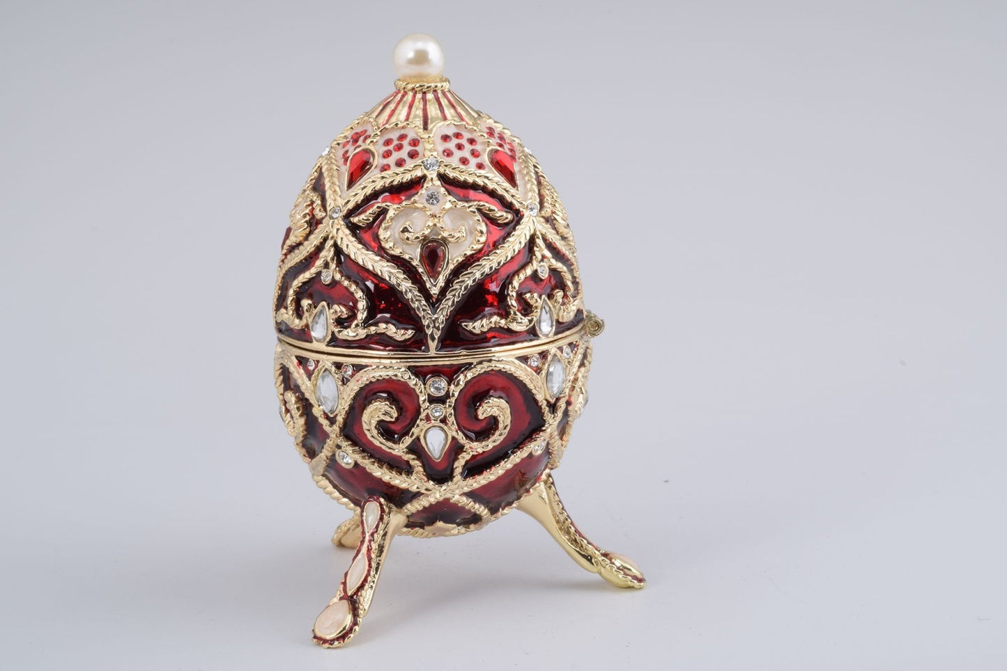 Keren Kopal Red Faberge Style Music Playing Egg