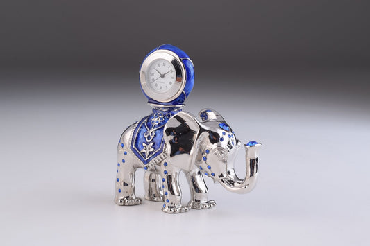 Keren Kopal Silver Elephant with Clock