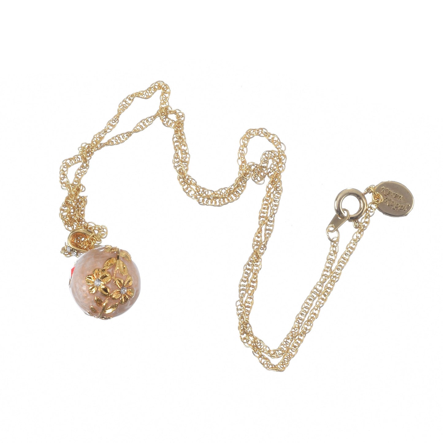 Keren Kopal Pink Egg Pendant Gold Necklace