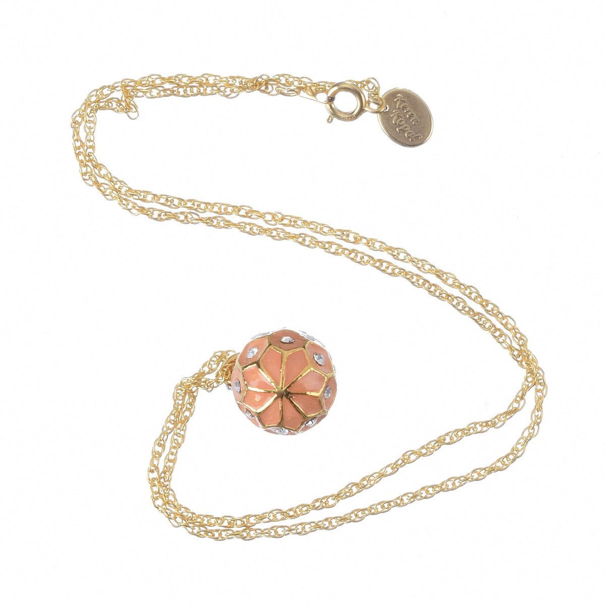Keren Kopal Pink Egg Pendant Gold Necklace