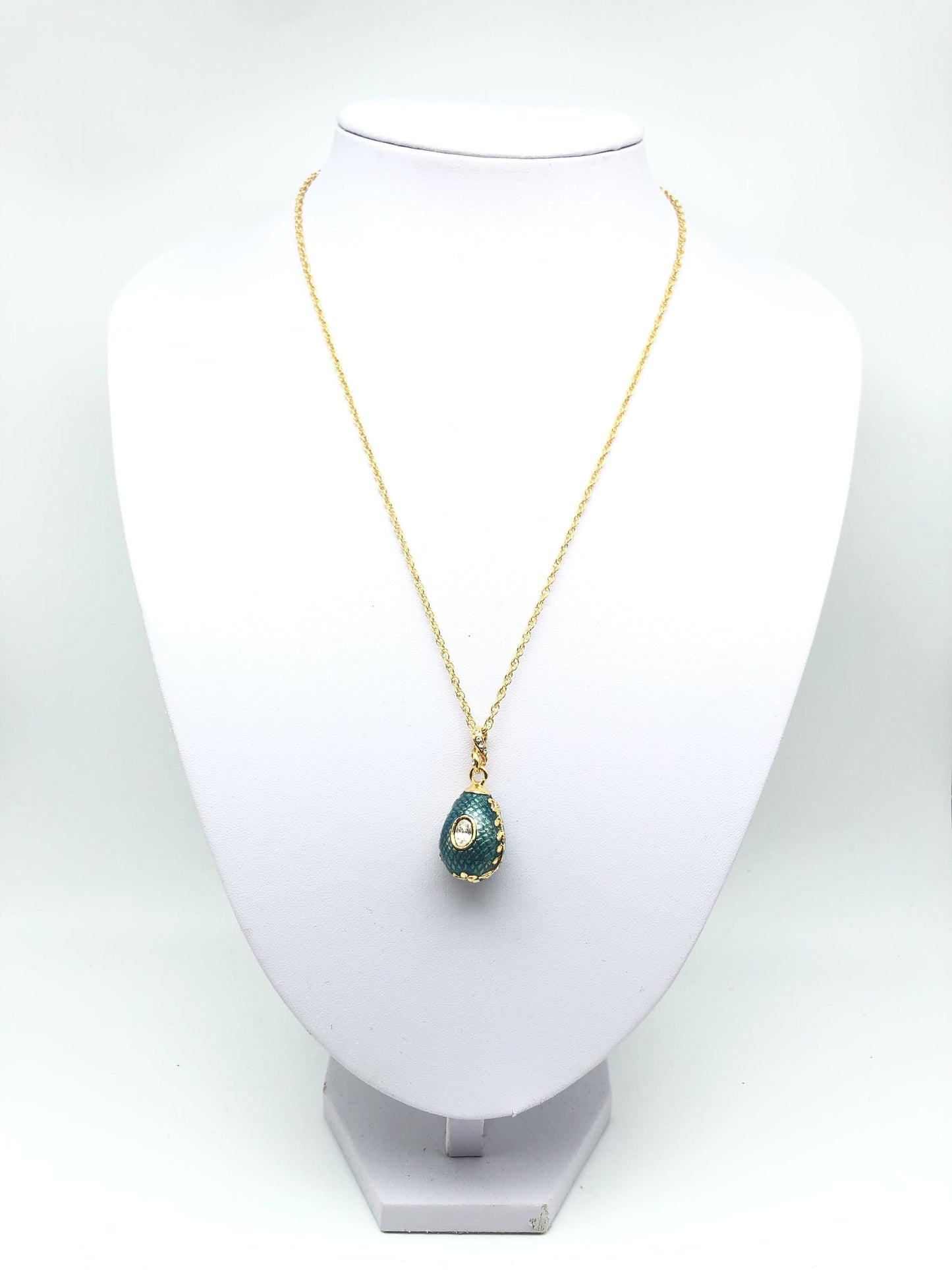 Keren Kopal Teal Egg Pendant Gold Necklace
