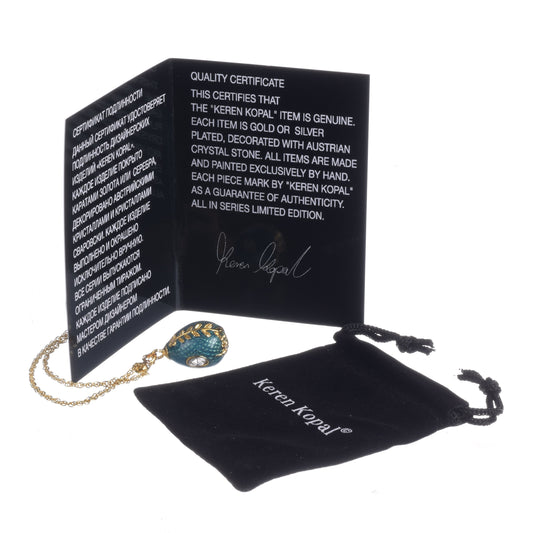 Keren Kopal Teal Egg Pendant Gold Necklace