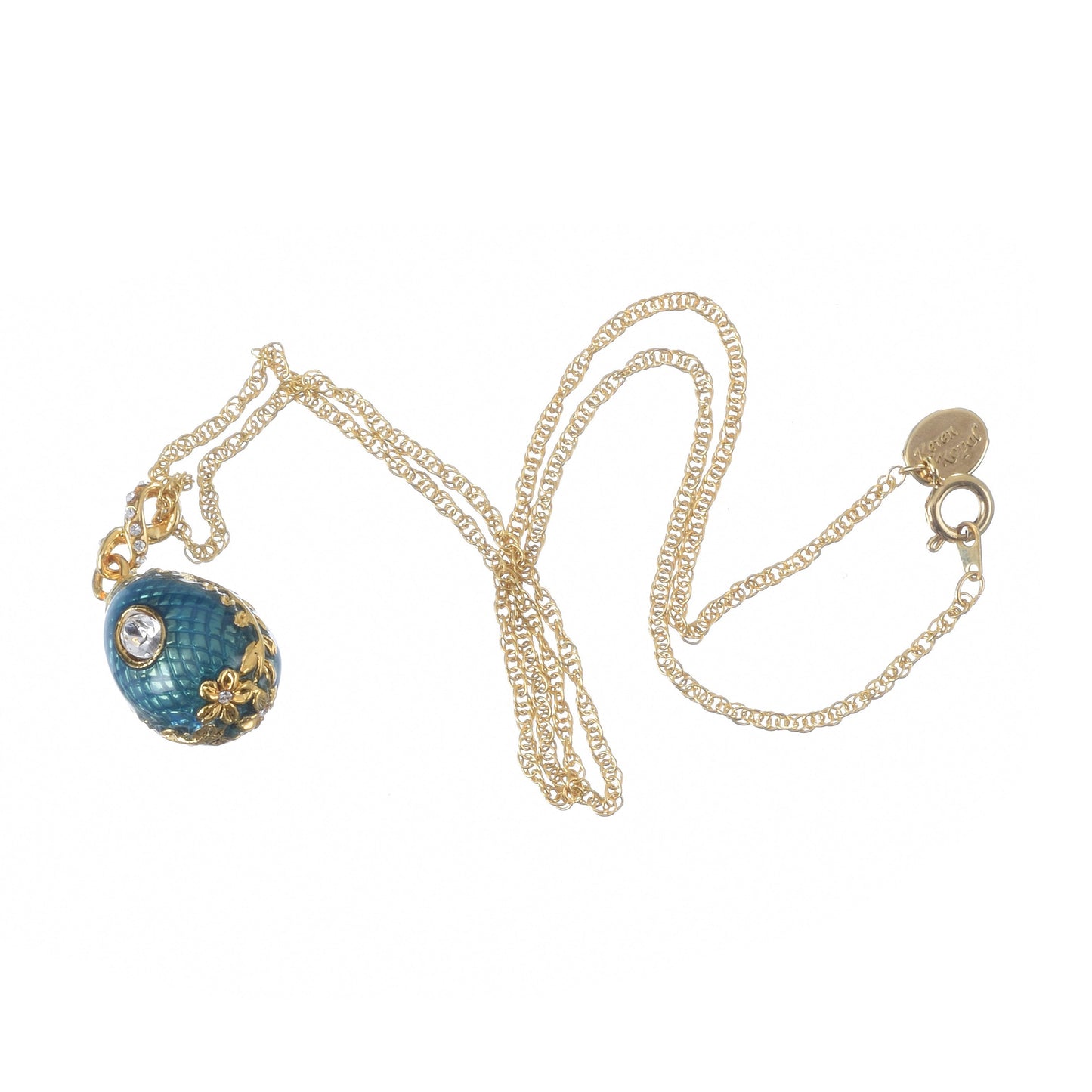 Keren Kopal Teal Egg Pendant Gold Necklace