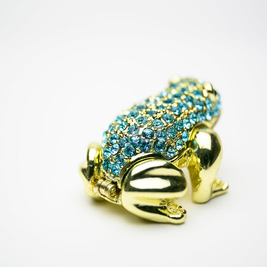 Keren Kopal Gold Frog Decorated with Blue Crystals