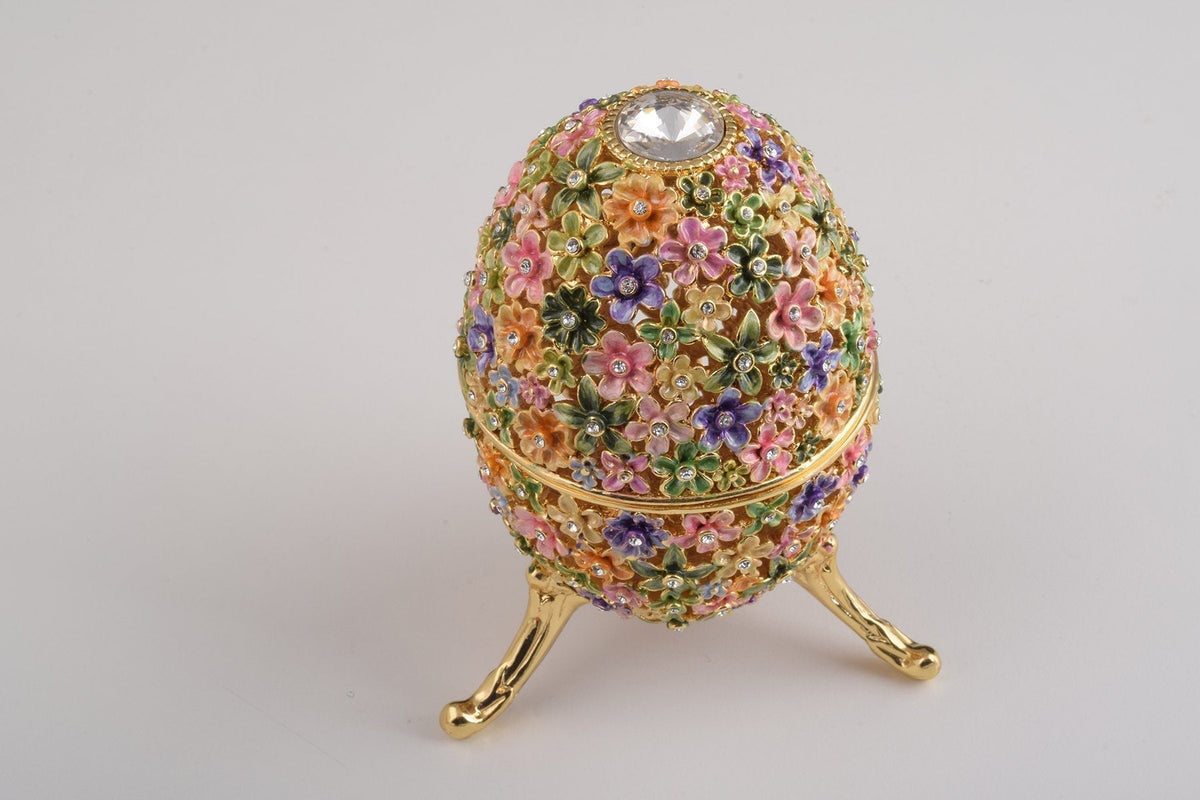 Keren Kopal Gold with Colorful Flowers Easter Egg