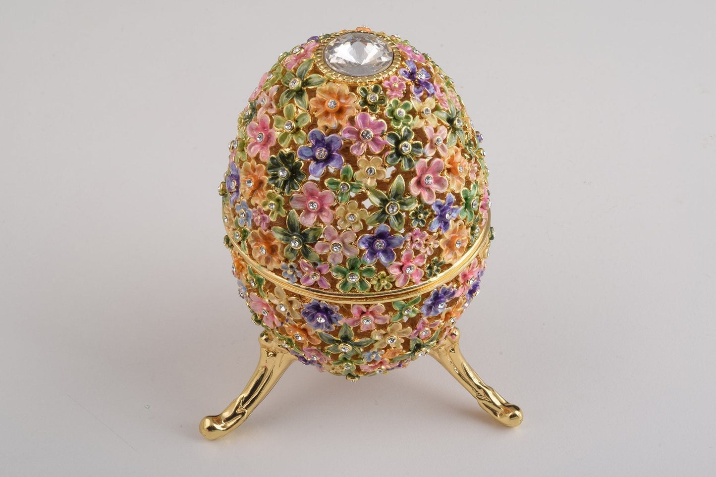 Keren Kopal Gold with Colorful Flowers Easter Egg