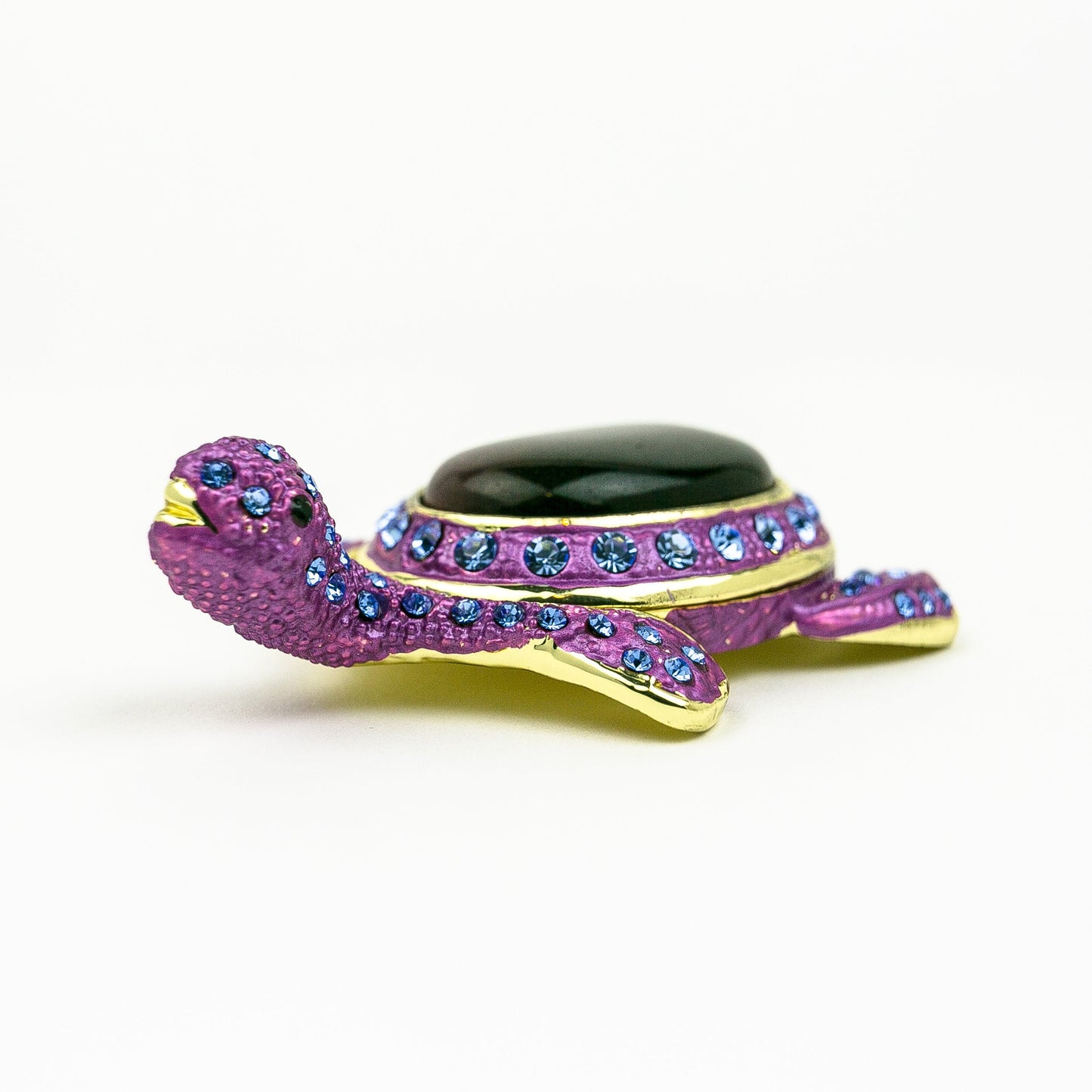Violet Turtle Decorated with Blue Crystals
