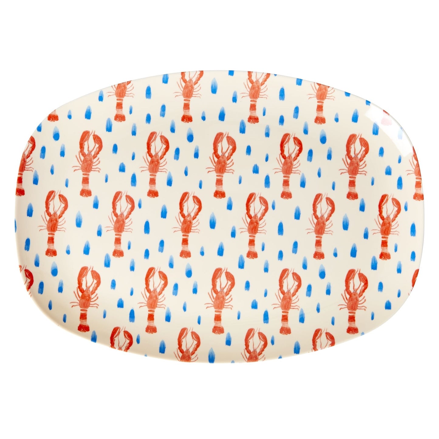 Rice DK Red Lobster Print Two Tone Melamine Medium Bowl