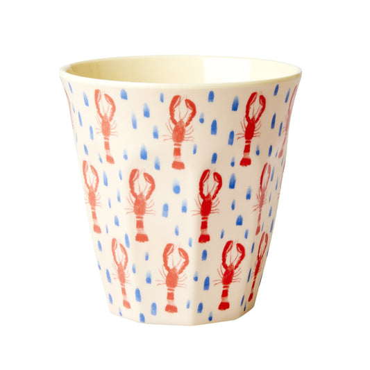 Rice DK Red Lobster Print Two Tone Melamine Medium Bowl