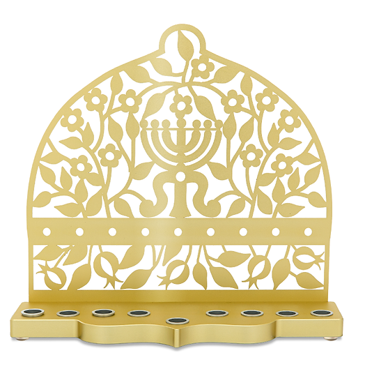 חנוכיית אלומיניום ציפוי כסוף מנורה ופרחים