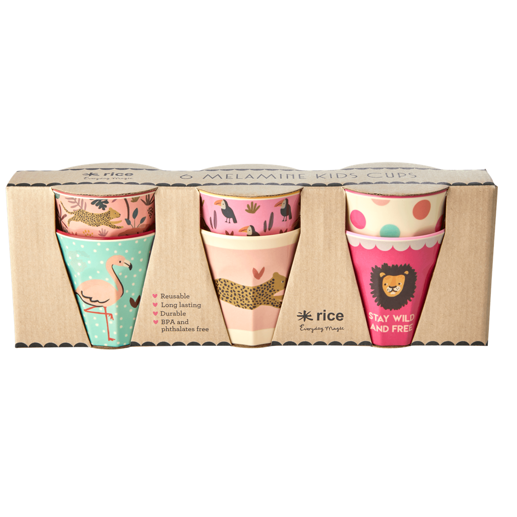 Rice DK Set of 6 Small 'Jungle' Melamine Cups