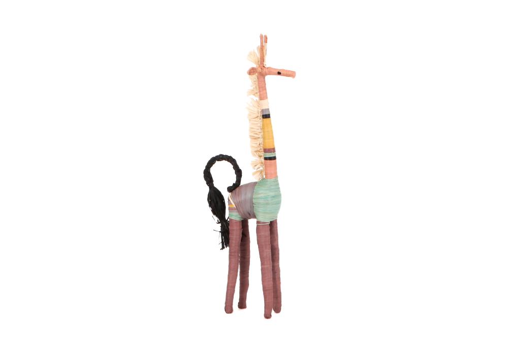 Colorful Raffia Giraffe Shelf Decor