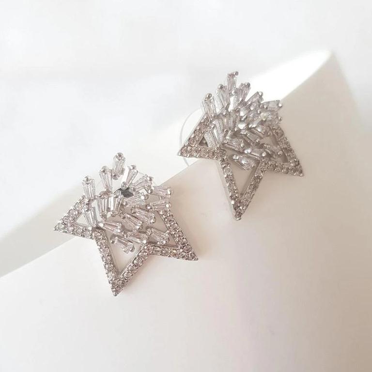 Stud Earrings Star Baguettes