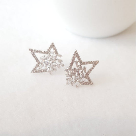 Stud Earrings Star Baguettes