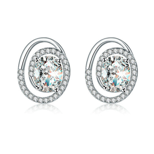 Stud Oval Zirconia Earrings