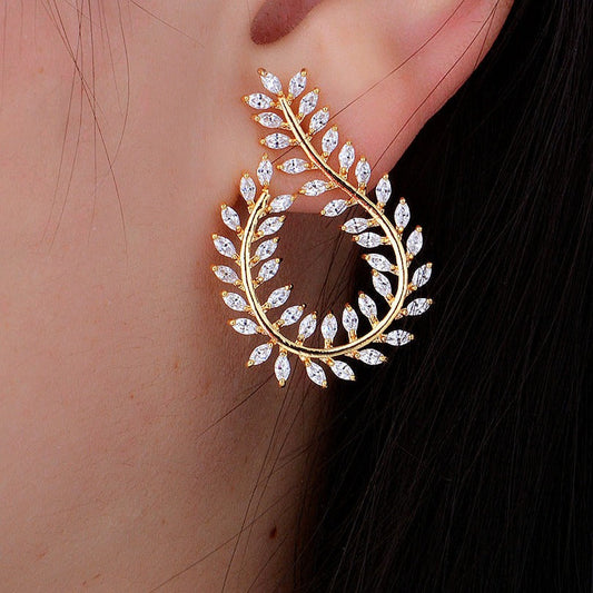 Olive Branch Earring Full Cubic Zirconia