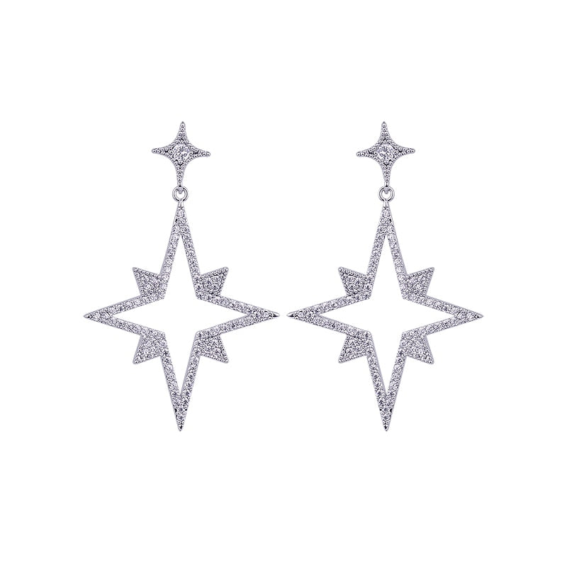 Drop Zirconia Star Earrings