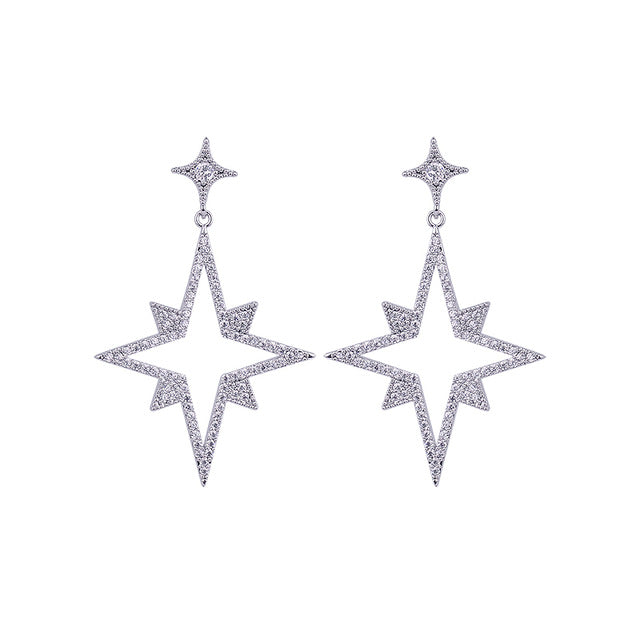 Drop Zirconia Star Earrings
