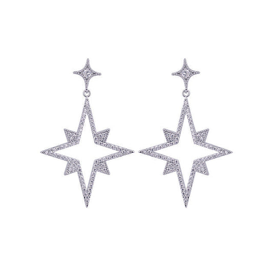 Drop Zirconia Star Earrings