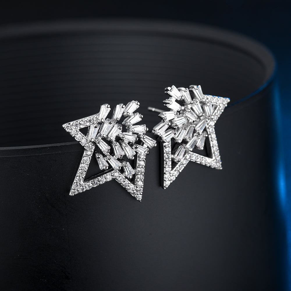 Stud Earrings Star Baguettes