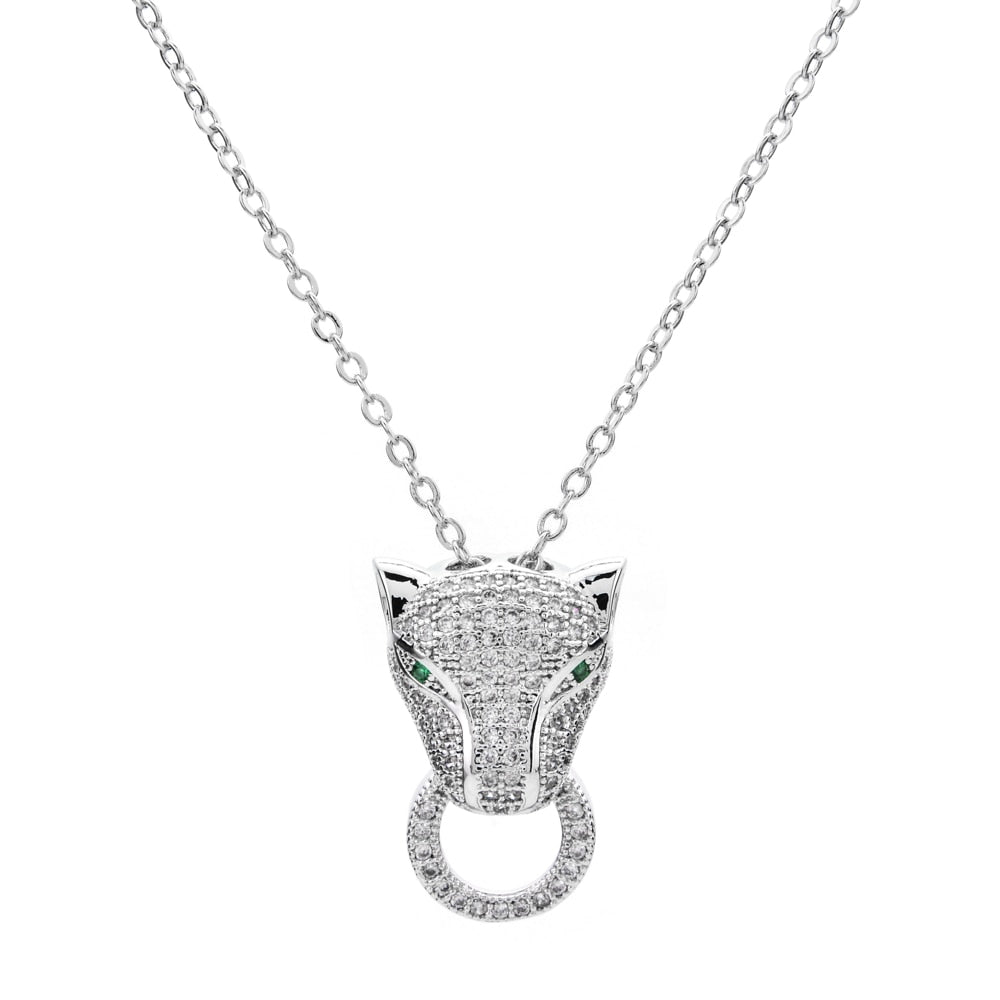 Leopard Chain with Pave Green eyes and white Zirconia.