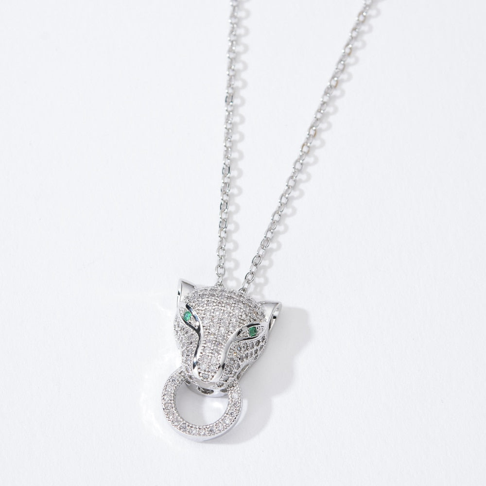 Leopard Chain with Pave Green eyes and white Zirconia.