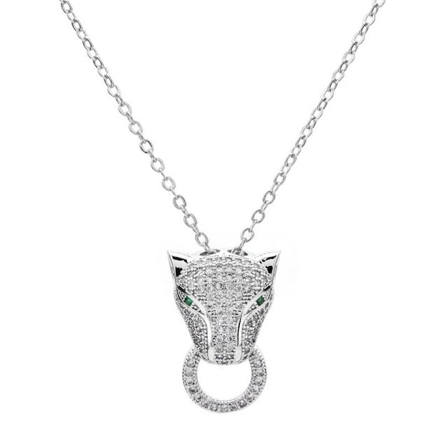 Leopard Chain with Pave Green eyes and white Zirconia.