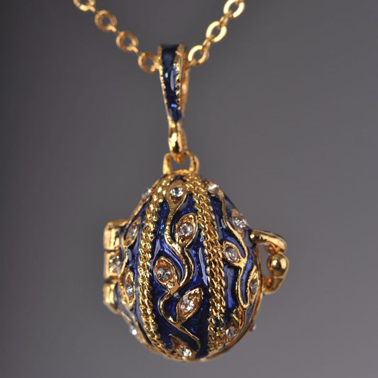 Keren Kopal Blue Faberge Easter Egg Necklace