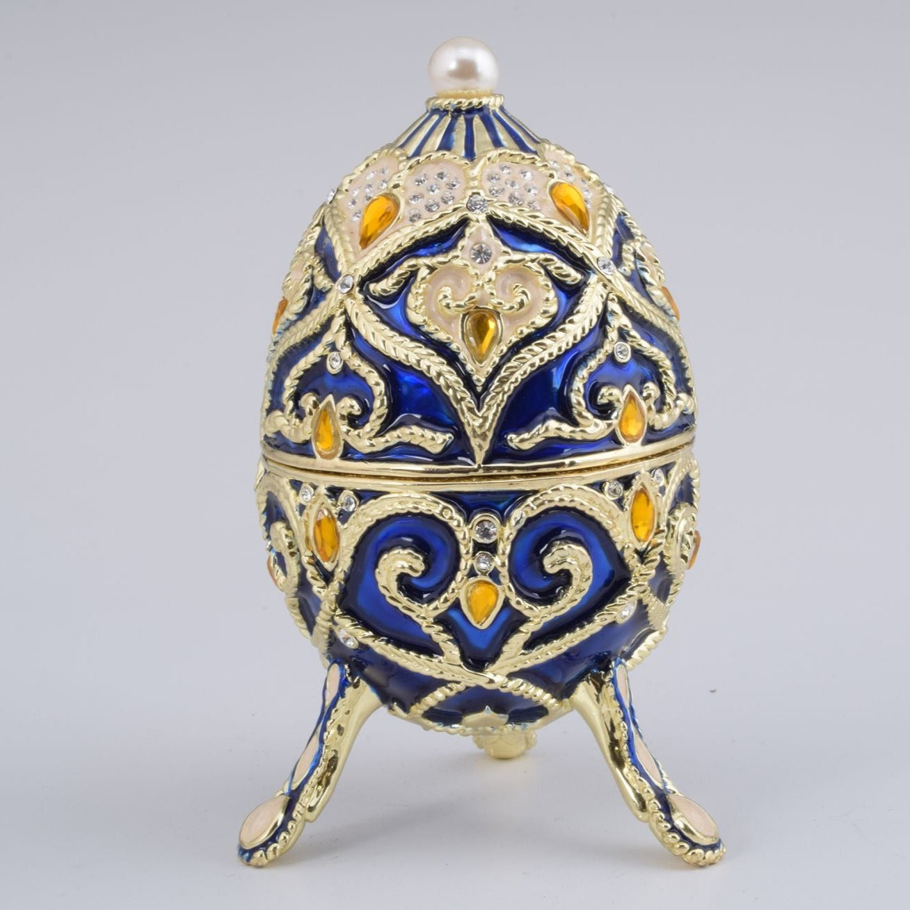 Blue Faberge Music Playing Egg - Exquisite Decor