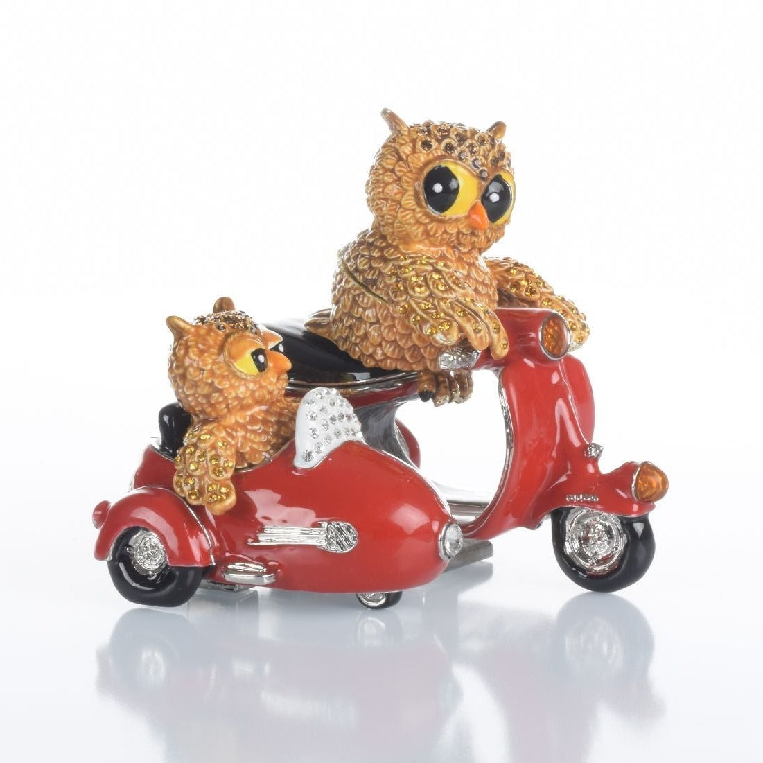 Brown Owl & Owlet red bike with sidecar Limited edition 1 of 250 - Exquisite Decor