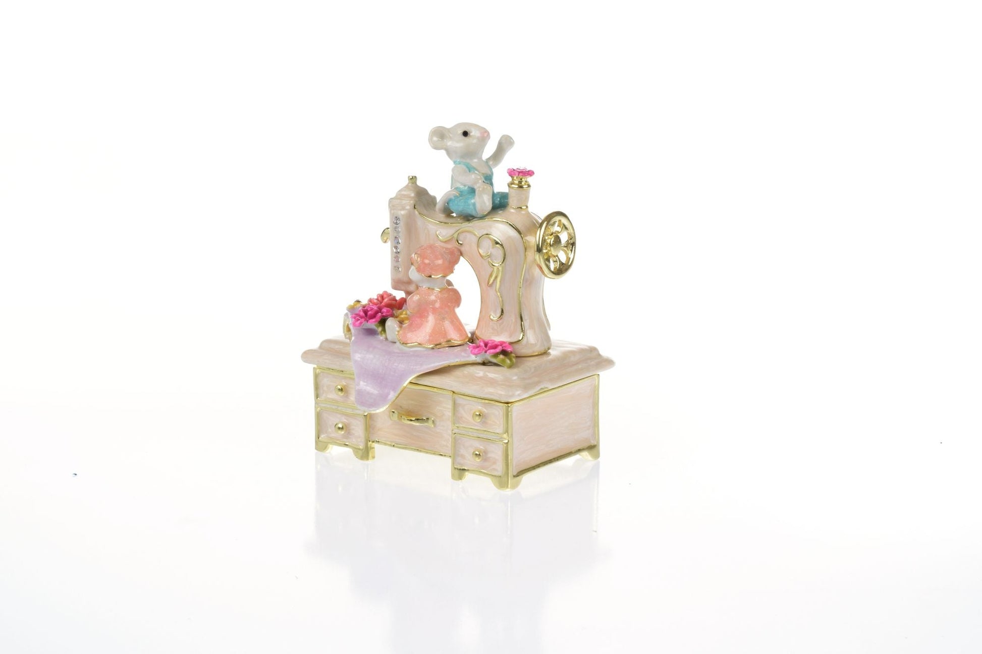 Keren Kopal Mice helping on a vintage sewing machine Trinket Box