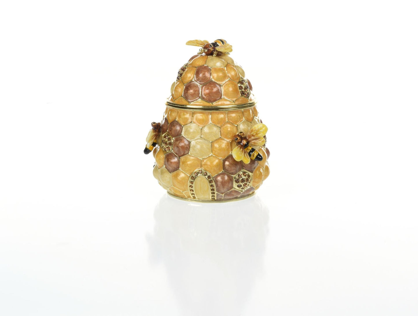 Keren Kopal Honey Beehive with bees Trinket Box golden