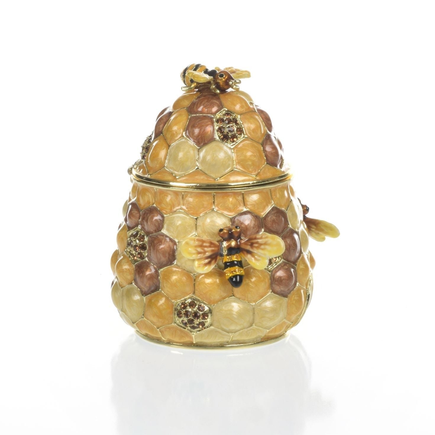 Keren Kopal Honey Beehive with bees Trinket Box golden