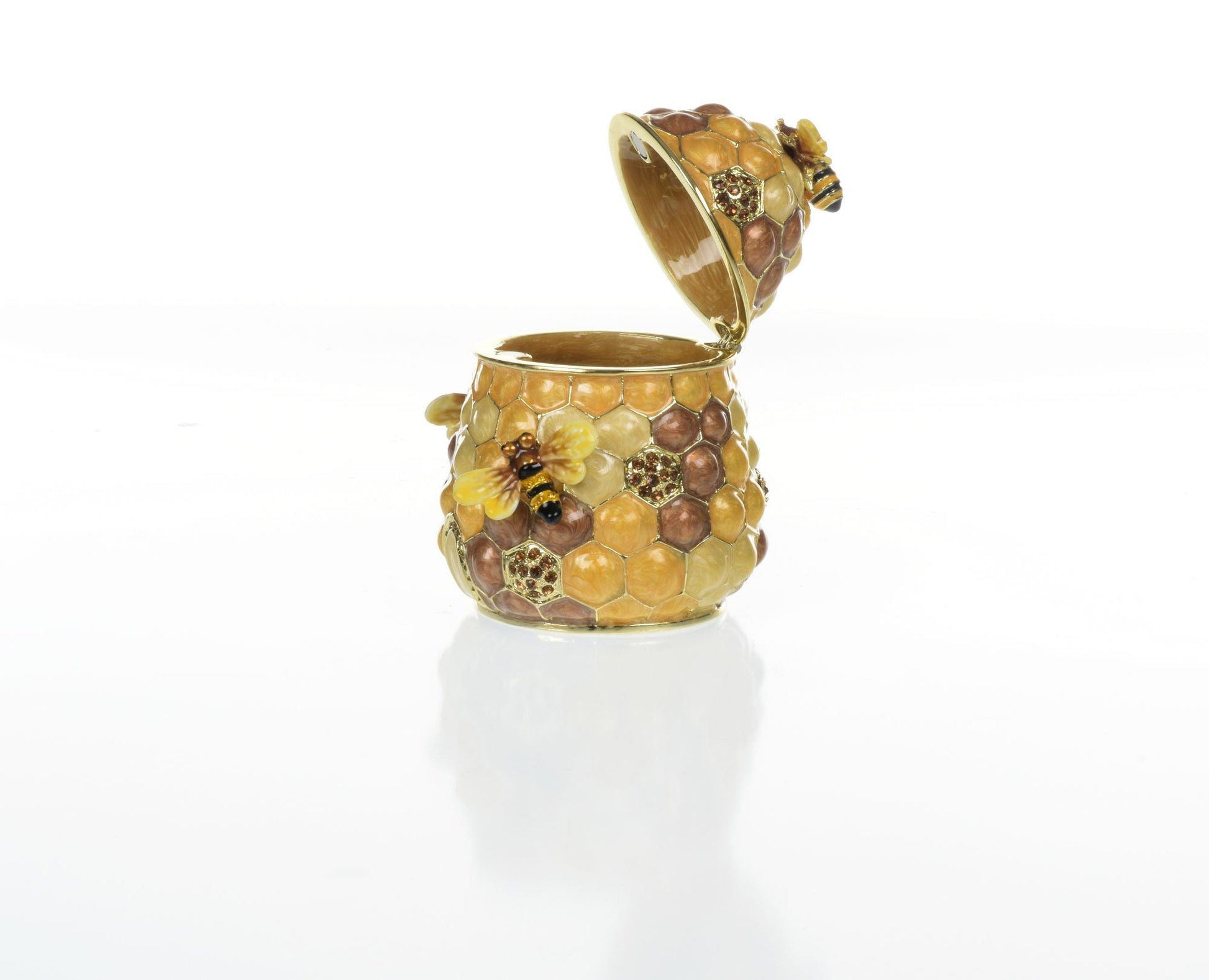 Keren Kopal Honey Beehive with bees Trinket Box golden