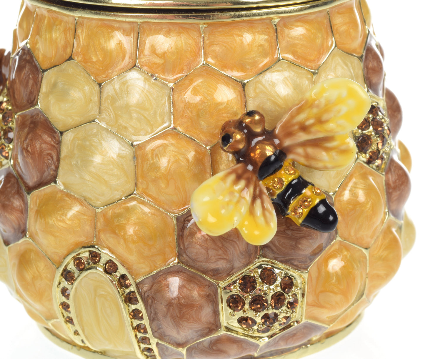 Keren Kopal Honey Beehive with bees Trinket Box golden