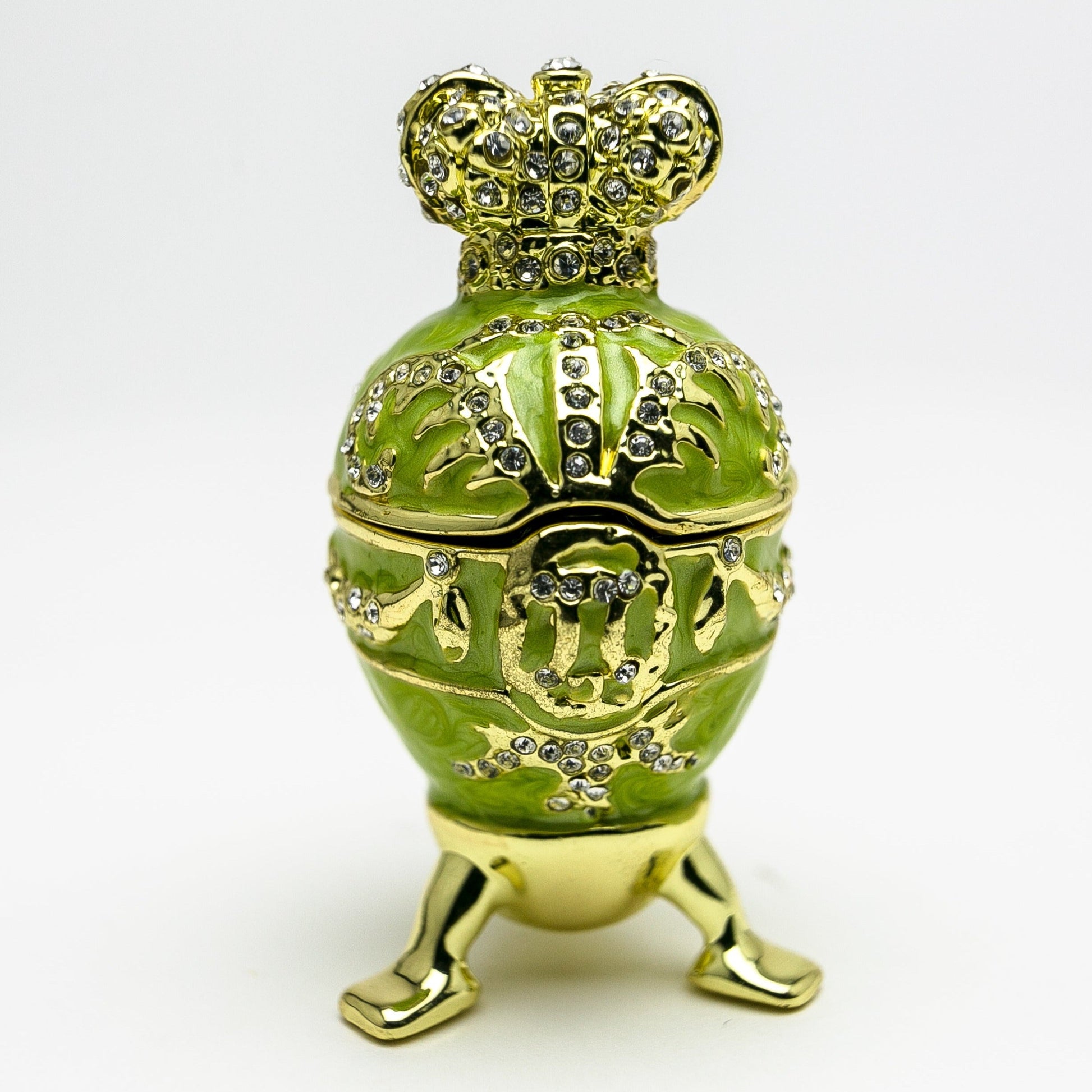 Green Faberge Egg with Heart on Top - Exquisite Decor