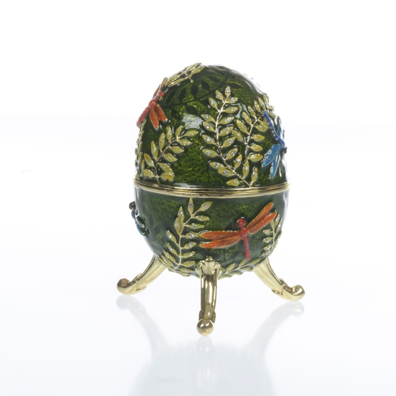 Green Egg with dragonflies Music box Playing Fur Elise by Ludwig Van Beethoven - Exquisite Decor